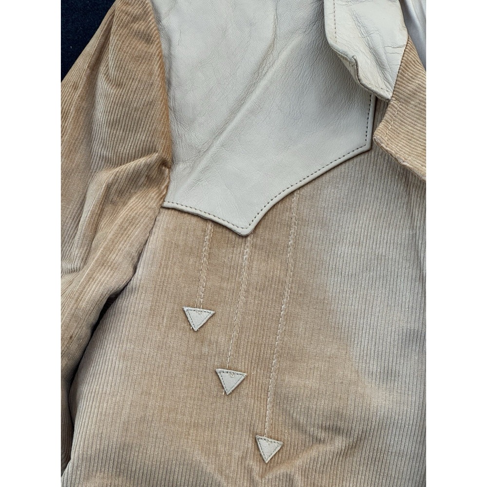 Vintage Pioneer Wear Genuine Leather Western Blazer Jacket Tan Made USA - Picture 4 of 14